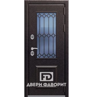 стальная дверь с терморазрывом, стеклом и ковкой
