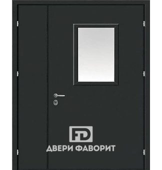 противопожарная двустворчатая дверь со стеклянной вставкой