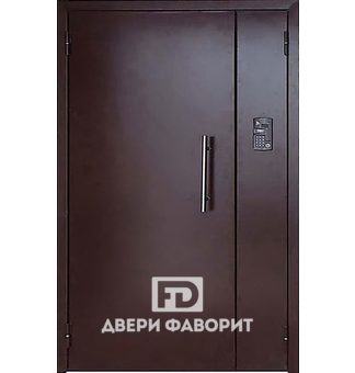 металлическая двустворчатая дверь в подъезд с домофоном