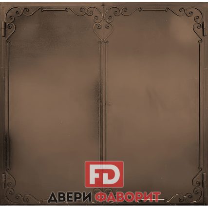 гаражные металлические ворота с коваными элементами