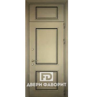 недорогая дверь с верхней вставкой, отделка МДФ и ламинат