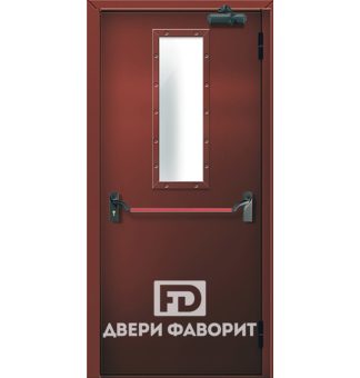 противопожарная дверь с ручкой антипаника и стеклом