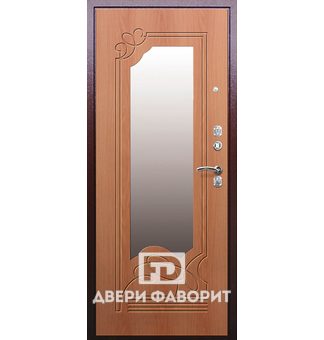 дверь входная с фигурной зеркальной вставкой