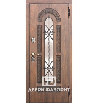 Дверь уличная (стекло, ковка) с виноритом